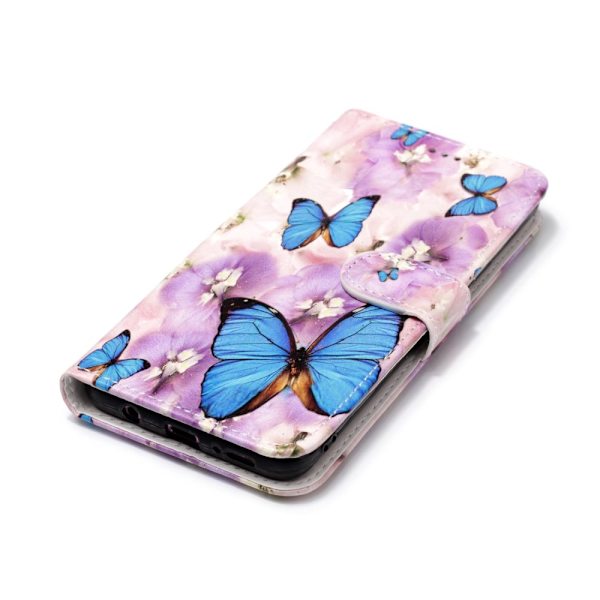 Samsung Galaxy S9 Plus Lompakkokotelo - Sininen Perhonen ja Kukka Multicolor