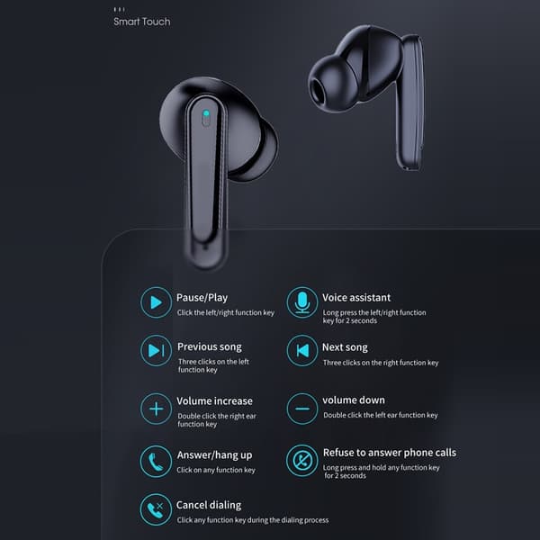 A8 150 Sprog Oversættelse Oversætter Smart Voice Bluetooth In Ear-hovedtelefoner Black