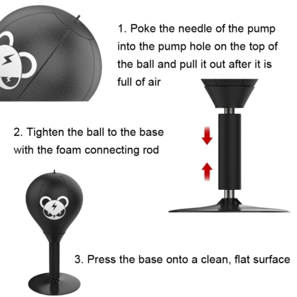 Boksesæk boksebold med sugekop med inflator og handsker Black