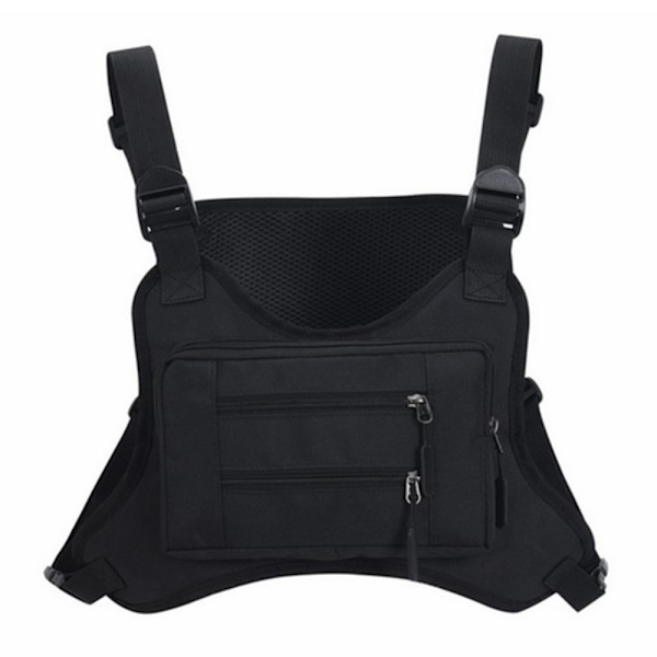 Tactical Vest Bag Vandtæt brystmavetaske med flere lommer Black