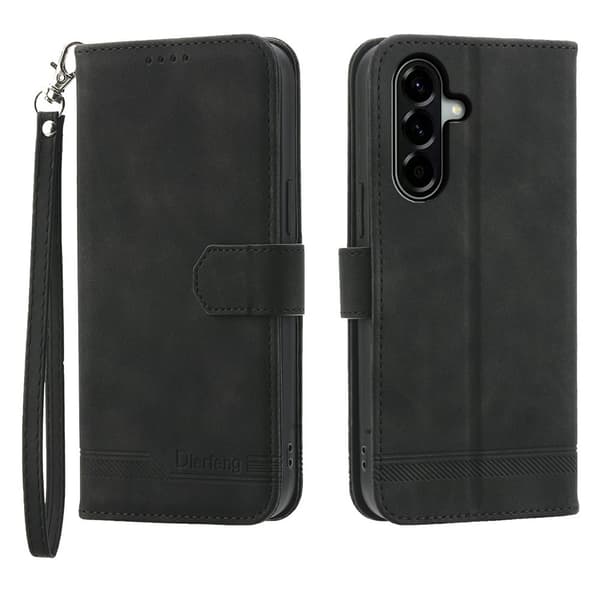DIERFENG Til Samsung Galaxy A37 5G Pungcover med Stander og Håndledsrem Black