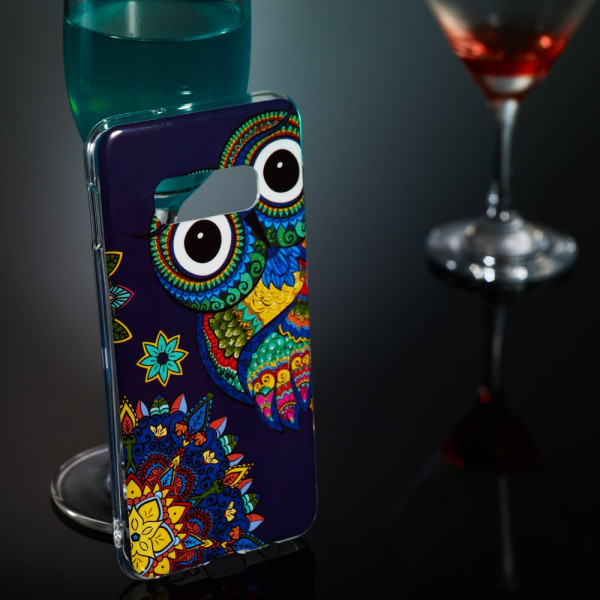 Luminous Glow Pattern Printing TPU Case for Samsung Galaxy S10e - Owl Pattern Black