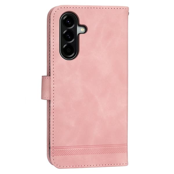 DIERFENG For Samsung Galaxy A37 5G Wallet Case with Stand and Wrist Strap Pink