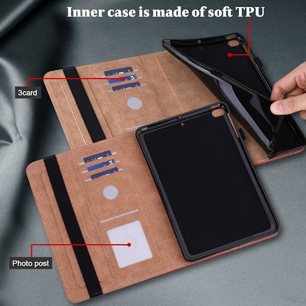 Til iPad 10.2 (2021)/(2020)/(2019) Almindeligt PU-læder tabletcover Red