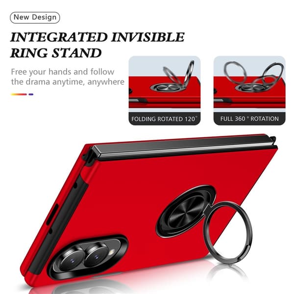 Hybridipuhelinkotelo rengaspidikkeellä Samsung Galaxy Z Fold8 puhelimelle Red