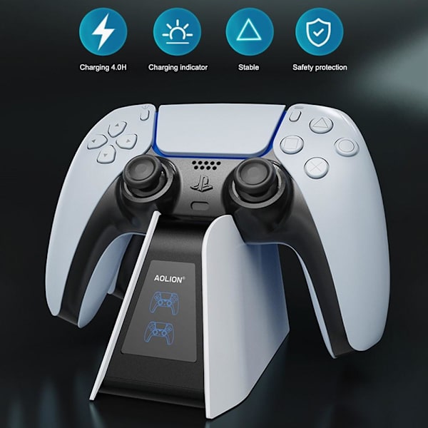 AOLION ALP500701 Dual Slot Fast Charging Dock för PS5 Elite Controller Vit