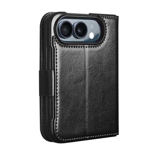 QIALINO Telefonpungcover i læder til iPhone Duo Black