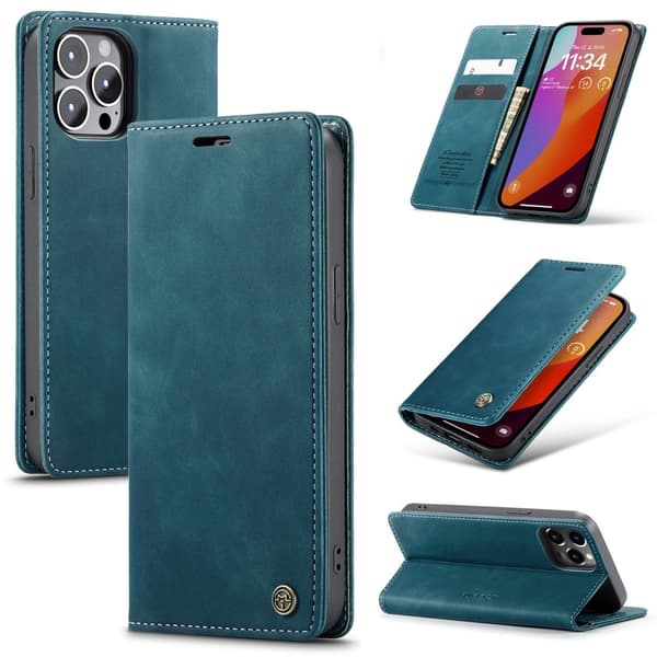CASEME Retro lompakkokotelo iPhone 16 Pro Max Blue