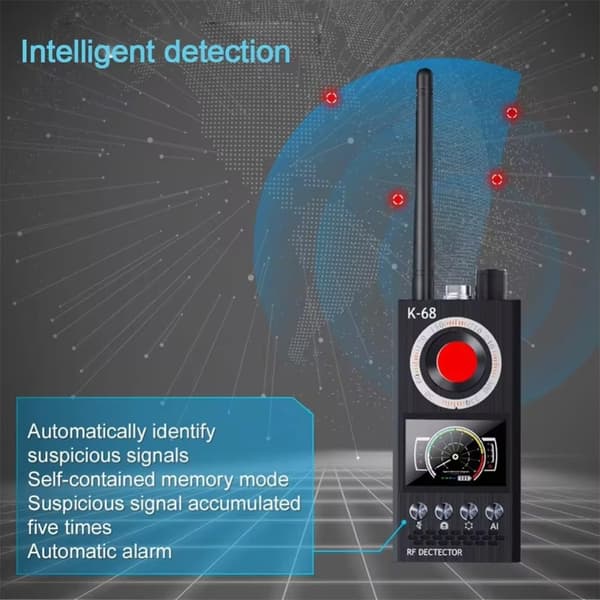 trådlös signaldetektor RF Bug Finder Kameradetektor GPS Tracker Locator uppgraderad version Svart
