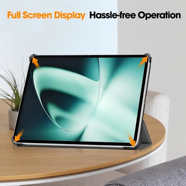For OnePlus Pad Tri-fold Stativ Våkne / Sove Deksel Tablettveske - Grå Grey