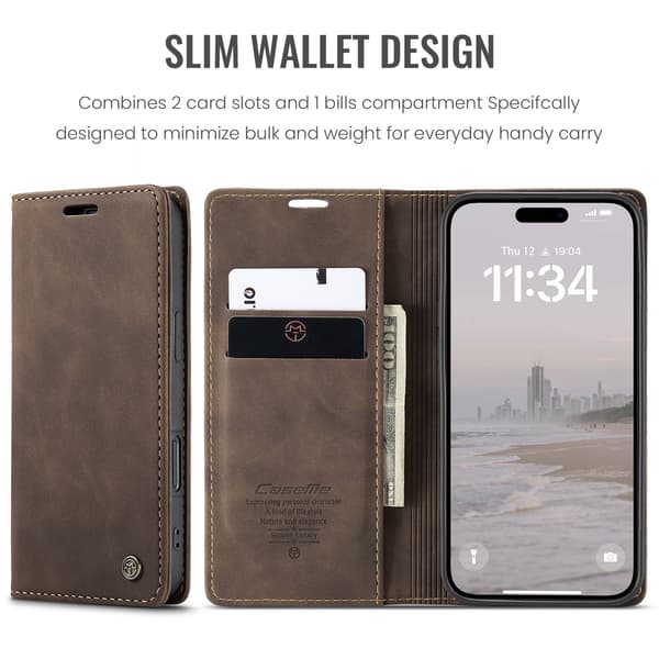 CASEME Retro tegnebog taske til iPhone 17 Dark brown