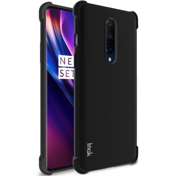 IMAK Soft TPU Cover with Screen Protector for OnePlus 8 - Black Transparent