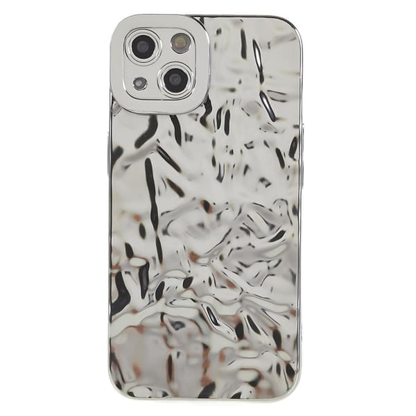 Til iPhone 15 Plus TPU Etui Elektroplating Rynket Ujævn Telefon Cover Silver