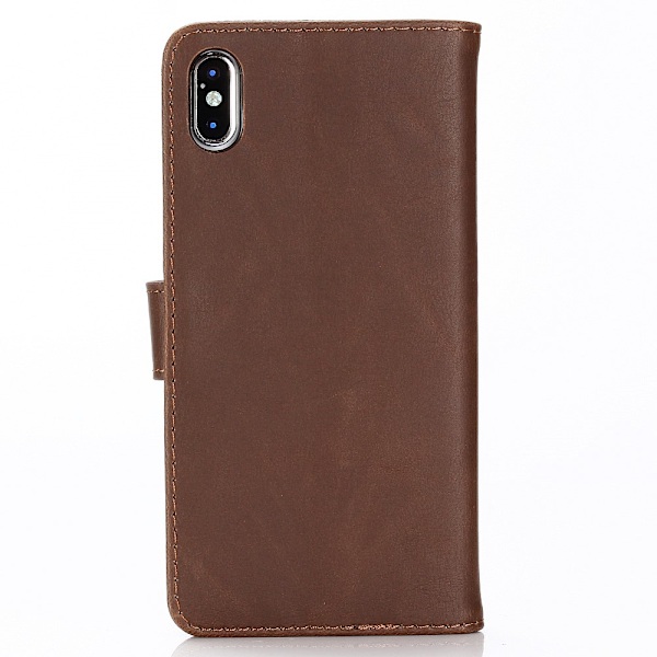 Retro Wallet Mobile Phone Case for iPhone XS Max - Coffee Brown