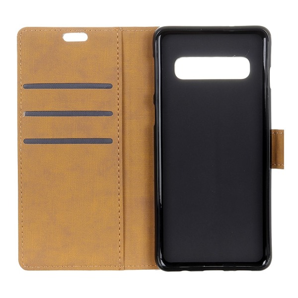 Wallet Stand Leather Protective Phone Case for Samsung Galaxy S10 - Black Black