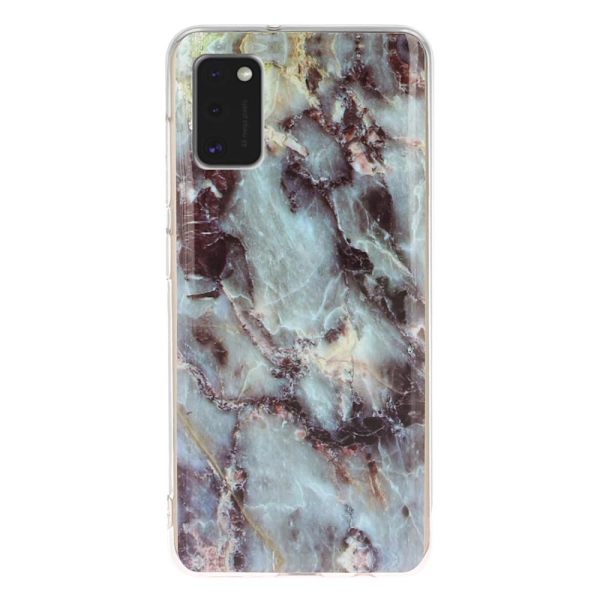 Marble Pattern IMD TPU Soft Back Case for Samsung Galaxy A41 - Style E Black