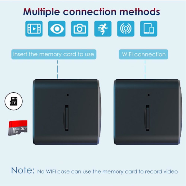 AS02 Mini Spy Camera Wireless Wifi IP Home Security Cam HD 1080P Svart