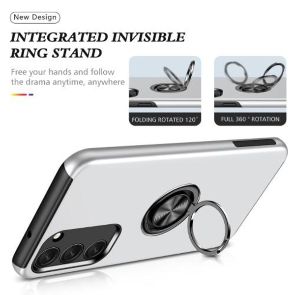 Samsung Galaxy S23+ Hybrid skal med Finger Ring - Silver Silver