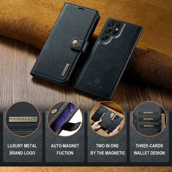 Samsung Galaxy S22 Ultra 5G DG.MING Irrotettava 2-in-1-lompakon Black