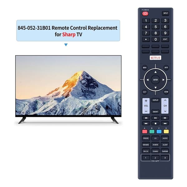 Television kaukosäädin Korvaa 845-052-31B01 Sharp TV:lle Black
