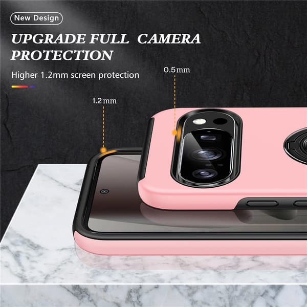 Til Pixel 10 Pro / Pixel 10 Deksel Hybriddeksel med Finger Ring - Rosa Pink