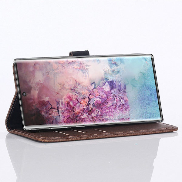 Samsung Galaxy Note 10 Retro Lommebok - deksel - Kaffe Brown