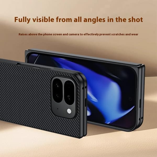 Puhelinkotelo Google Pixel 10 Pro Fold -puhelimelle hiilikuitutekstuurilla Black