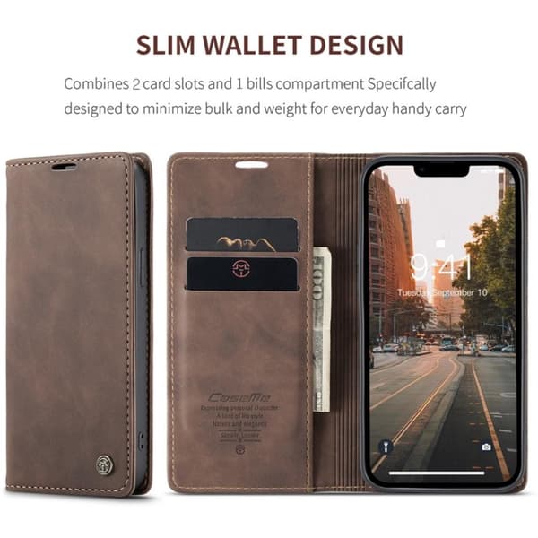 CASEME Plånboksfodral iPhone 14 Plus - MörkBrun Brun