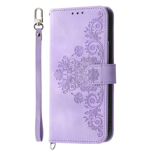 Till Samsung Galaxy A16 5G / A16 4G Fodral med Blommönster Plånboksfodral - Lila Lila