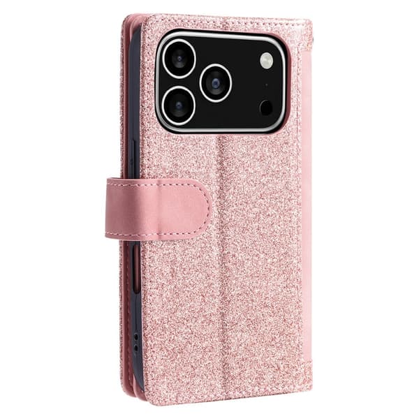 Til iPhone 17 Pro  Etui med Lynlåslomme og 9 Kortlommer Pink