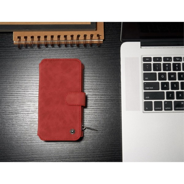 CASEME Samsung Galaxy S7 Edge Retro läder plånboksfodral Röd Red