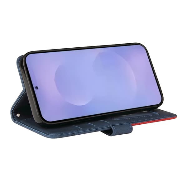 För Samsung Galaxy S26+ Plånboksfodral med Stativ Tvåfärgad Design - Blå Blå