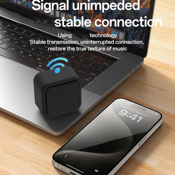 YESIDO Mini Cube TWS Bluetooth-højttaler med ledning, forbedret bas, bærbar subwoofer Black