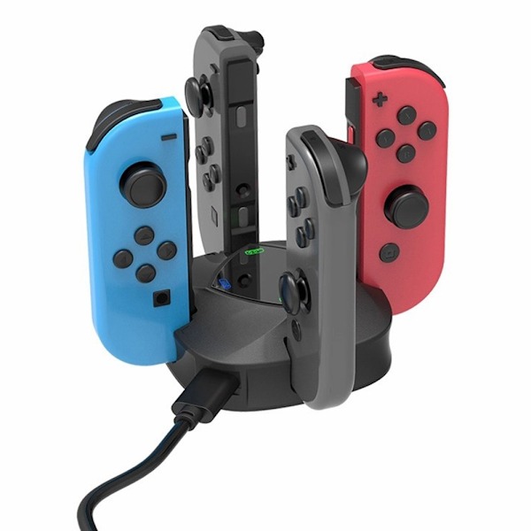 Yhteensopiva Nintendo Switch + OLED Joy-Con Controller 4-in-1 -latausaseman kanssa Black