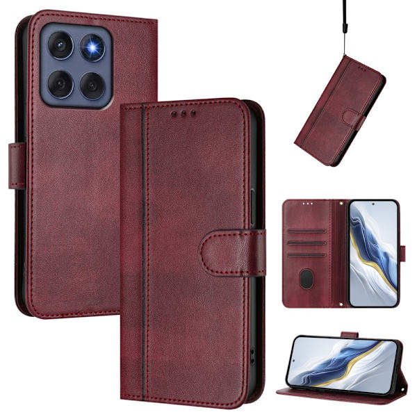 Til Motorola Edge 60 5G / 60 Fusion 5G Etui Pung Stand Retrostruktur Red