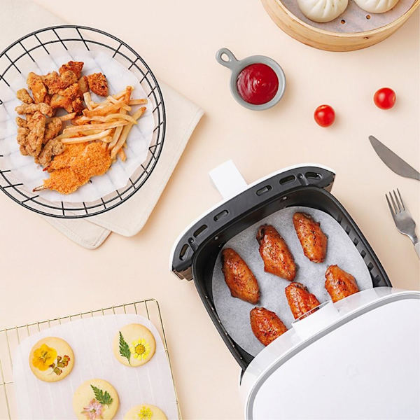100 stk/30 cm non - stick engangs luftfrituregryde til madlavning White