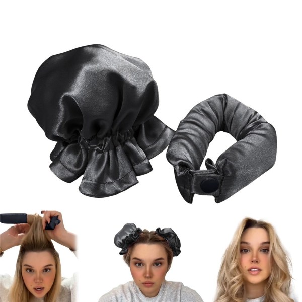 Overnight Hair Curler Bun Maker työkalu hiuksia suojaavalla tava Black