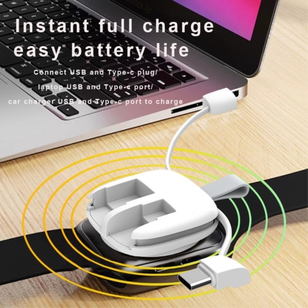 Oplader til Apple Watch opladningsbase med Type-C/USB-kabler White