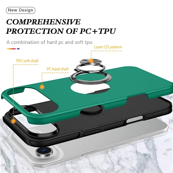 For iPhone Air Hybrid-deksel med Fingerring Green
