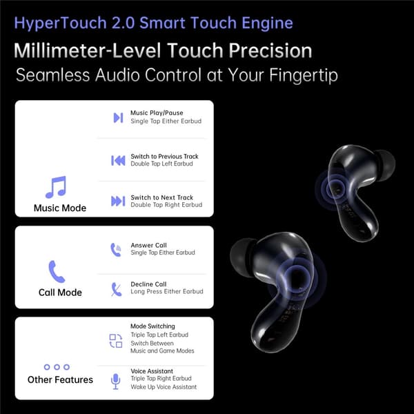 Pulsar Bluetooth-headset dynamiske driver-øretelefoner med 4 mikrofoner – hvit White