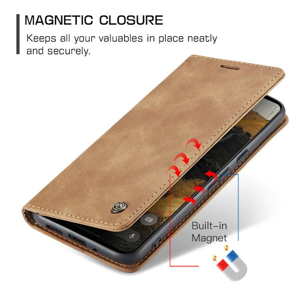 CASEME För Google Pixel 9 Pro XL Fodral Stativ Telefonfodral Brun