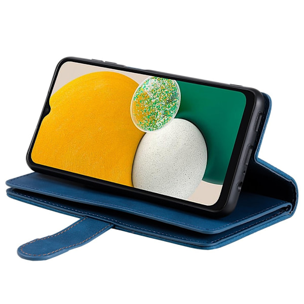 Til Samsung Galaxy S24 FE Etui med Lynlåslomme og 9 Kortlommer i PU-læder – Blå Blue