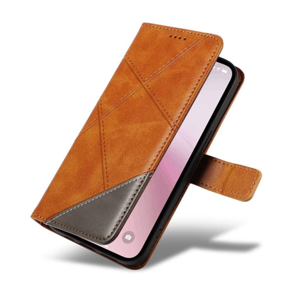 Pungcover til iPhone 17e / 16e – Geometrisk Linje Brown