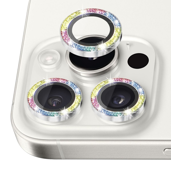 NORTHJO Kameralinsebeskyttelse med Glitter til iPhone 16 Pro / 16 Pro Max, Hærdet Glas Multicolor