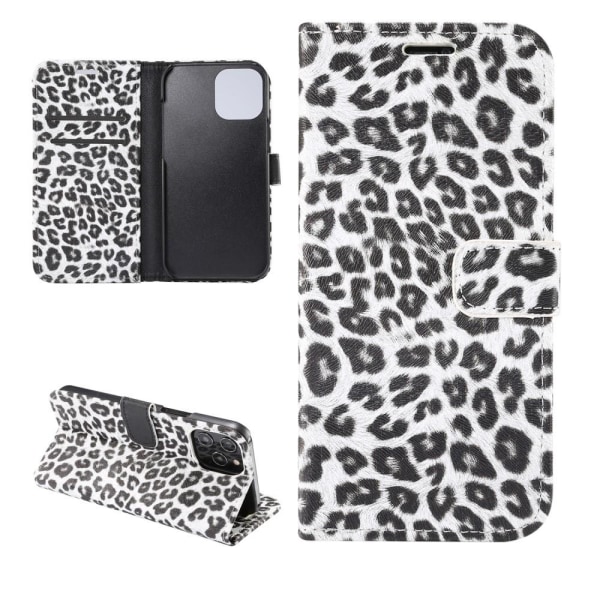 iPhone 12/12 Pro Lommebok-deksel Leopard - Hvit White