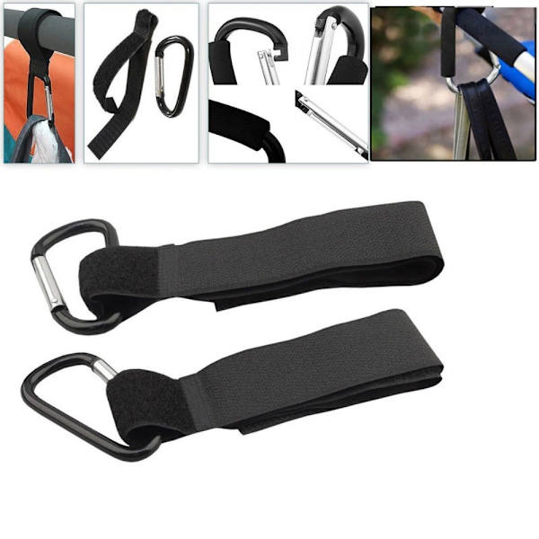 2 PCS Fast Velcro+klapvognkrog i aluminiumslegering til barnevogn Black