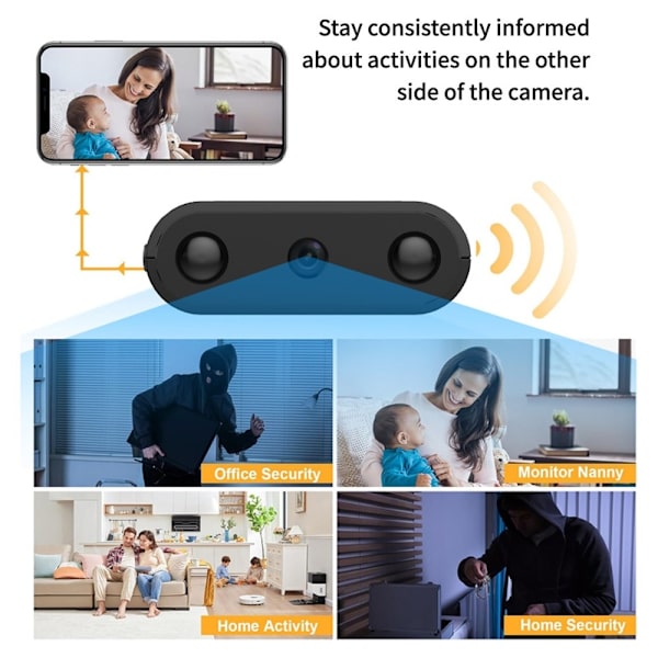 XF Mini langaton WiFi-valvontakamera Yönäkö Etävalvonta Android iOS Black