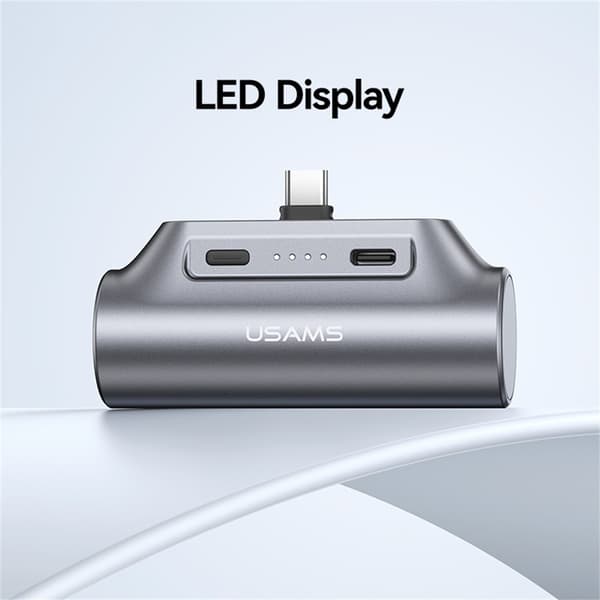 USAMS Mini Powerbank 3000mAh USB-C bærbar lader nødlader Silver
