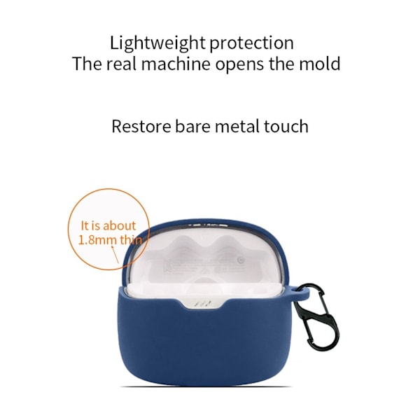 Til JBL Tune 245NC silikoneetui – Beskyttende etui med karabinhage Black