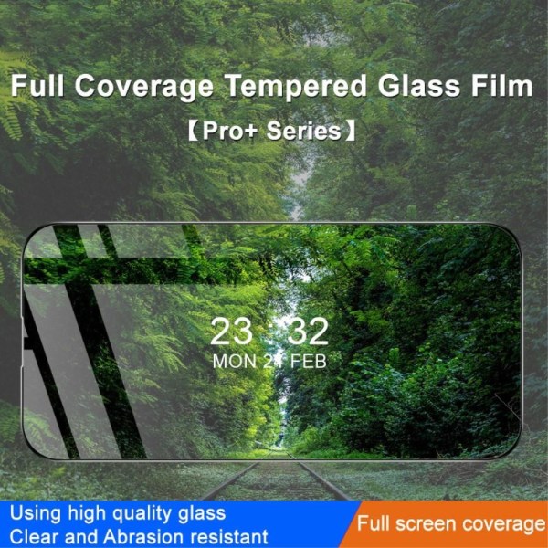 iPhone 14 Pro Max IMAK Pro+ Heltäckande Härdat Glas Svart Ram Transparent